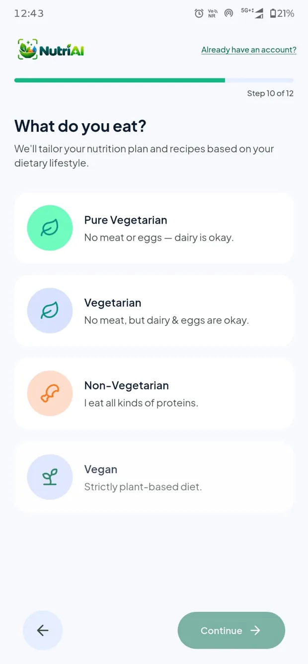 Dietary preference step