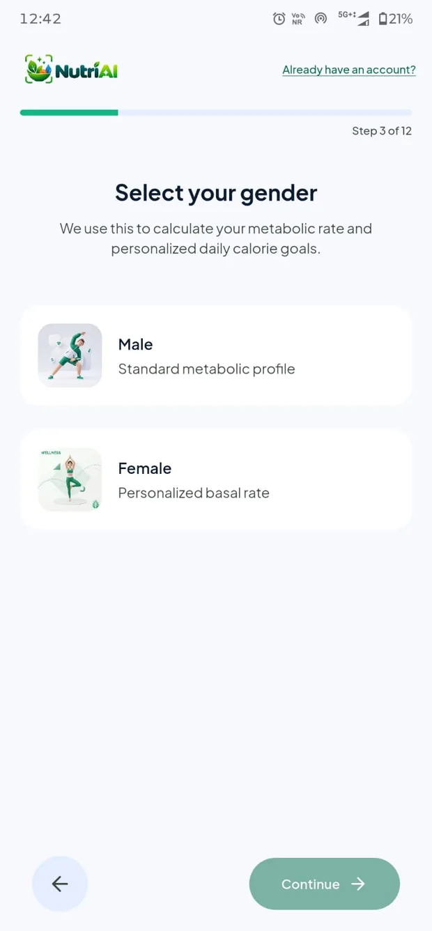 Gender selection step