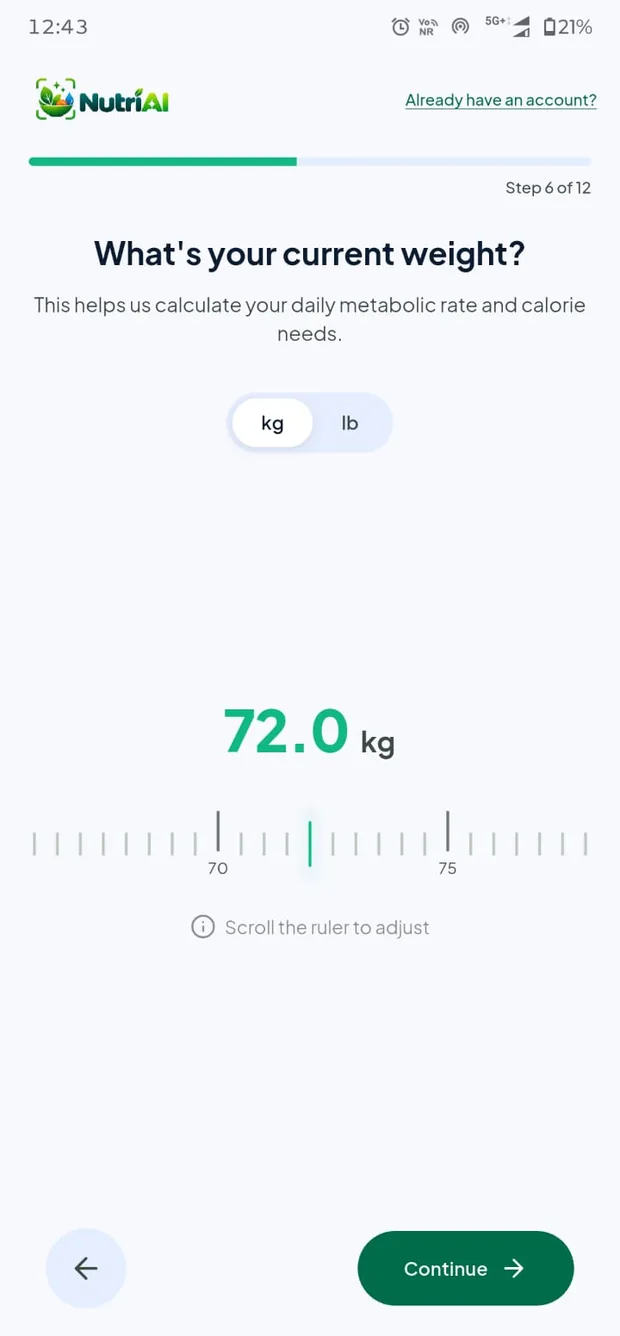 Weight step with a ruler picker