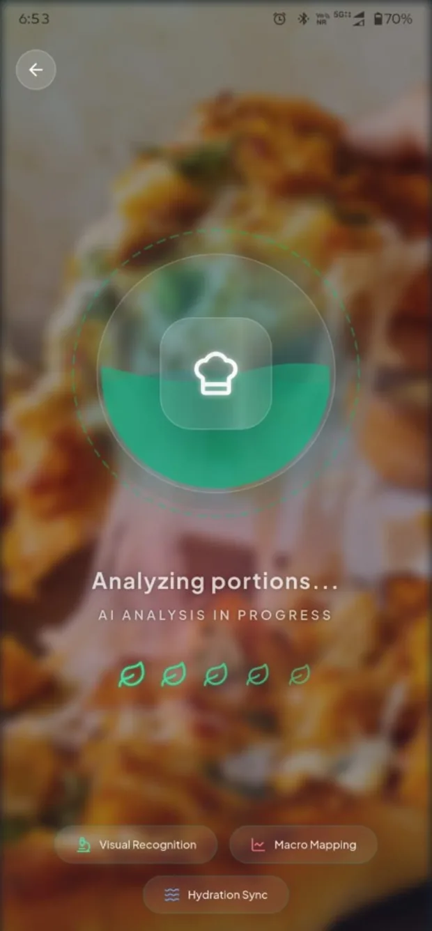 NutriAI analysing a photographed meal